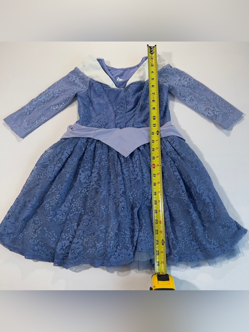 Girls Blue Lace Formal Dress with White Collar - Picture 4 of 6